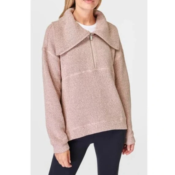Sweaty Betty Women's Pink Restful Boucle Half Zip Pullover Sweatshirt - Size XS - Picture 3 of 10